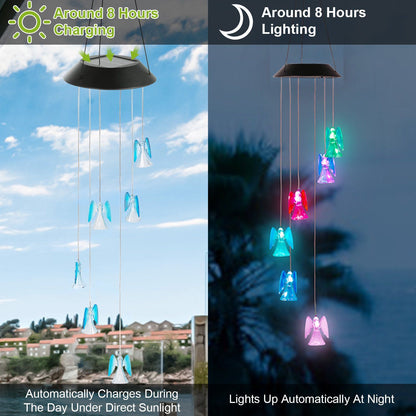 Solar Powered Angel Lights Wind Chimes LED Color Changing Low stock refund_fee:1200 String & Fairy Lights Warranty