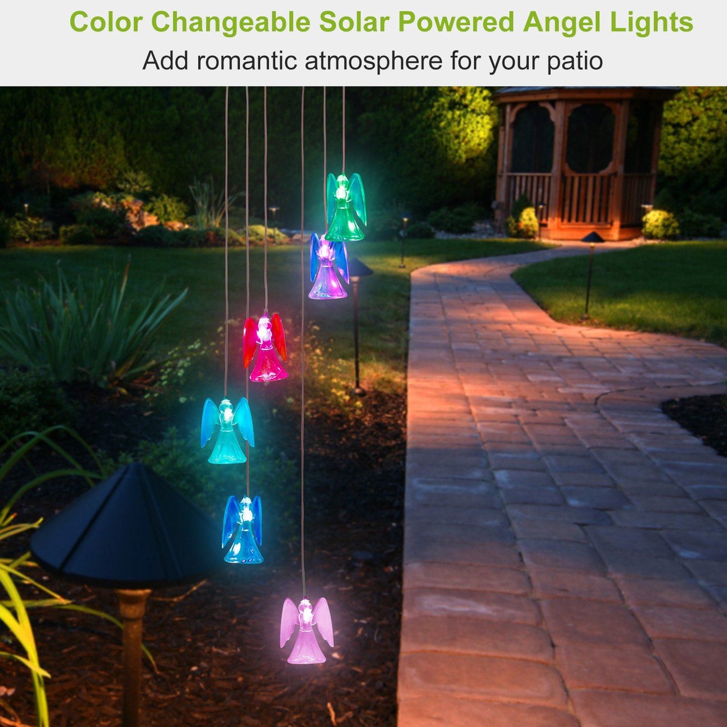 Solar Powered Angel Lights Wind Chimes LED Color Changing Low stock refund_fee:1200 String & Fairy Lights Warranty