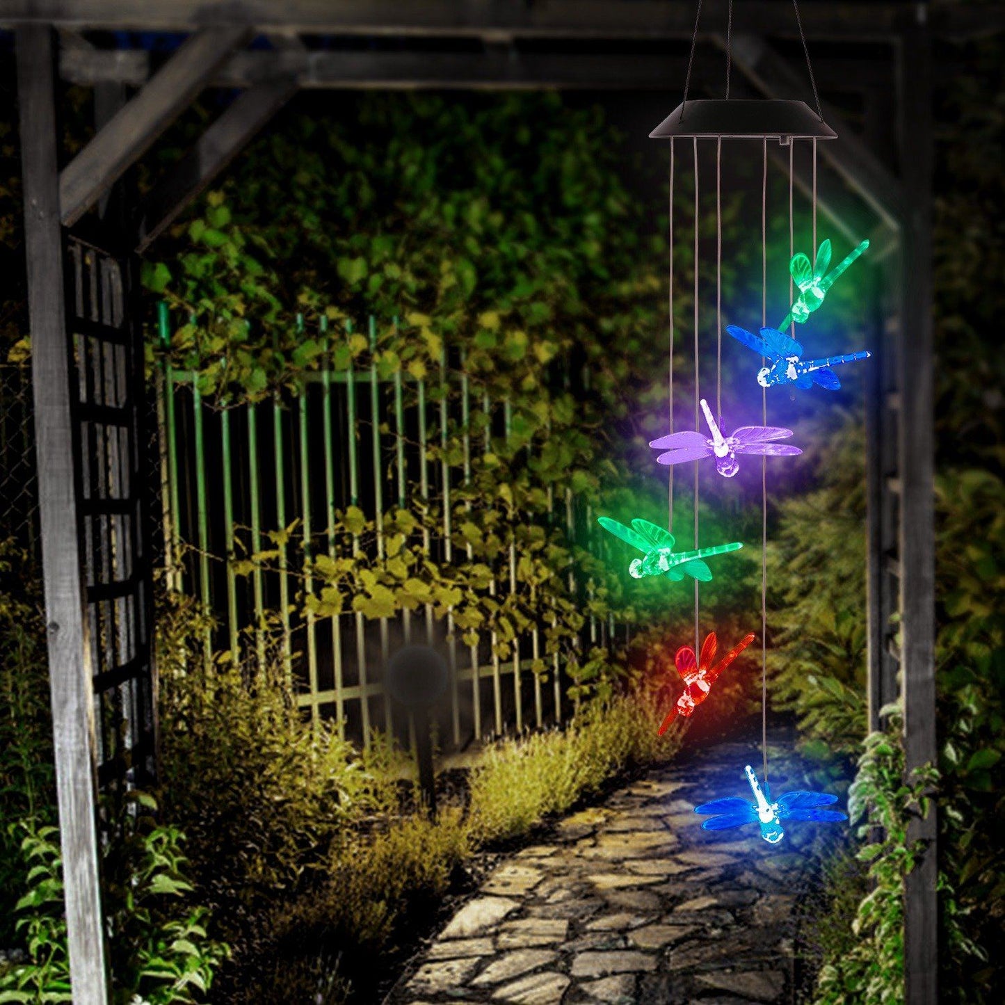 Solar Powered Dragonfly Lights Wind Chimes refund_fee:1200 String & Fairy Lights Warranty