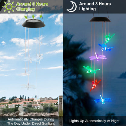 Solar Powered Dragonfly Lights Wind Chimes refund_fee:1200 String & Fairy Lights Warranty