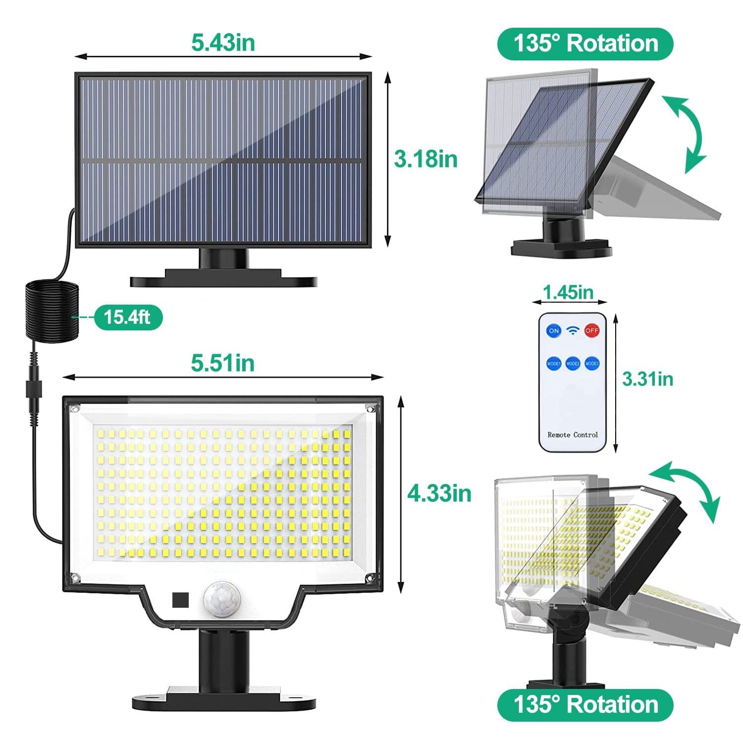 Solar Powered Flood Light Solar IP65 Waterproof Motion Sensor with Remote __stock:50 Low stock Outdoor Lighting refund_fee:1200 Warranty