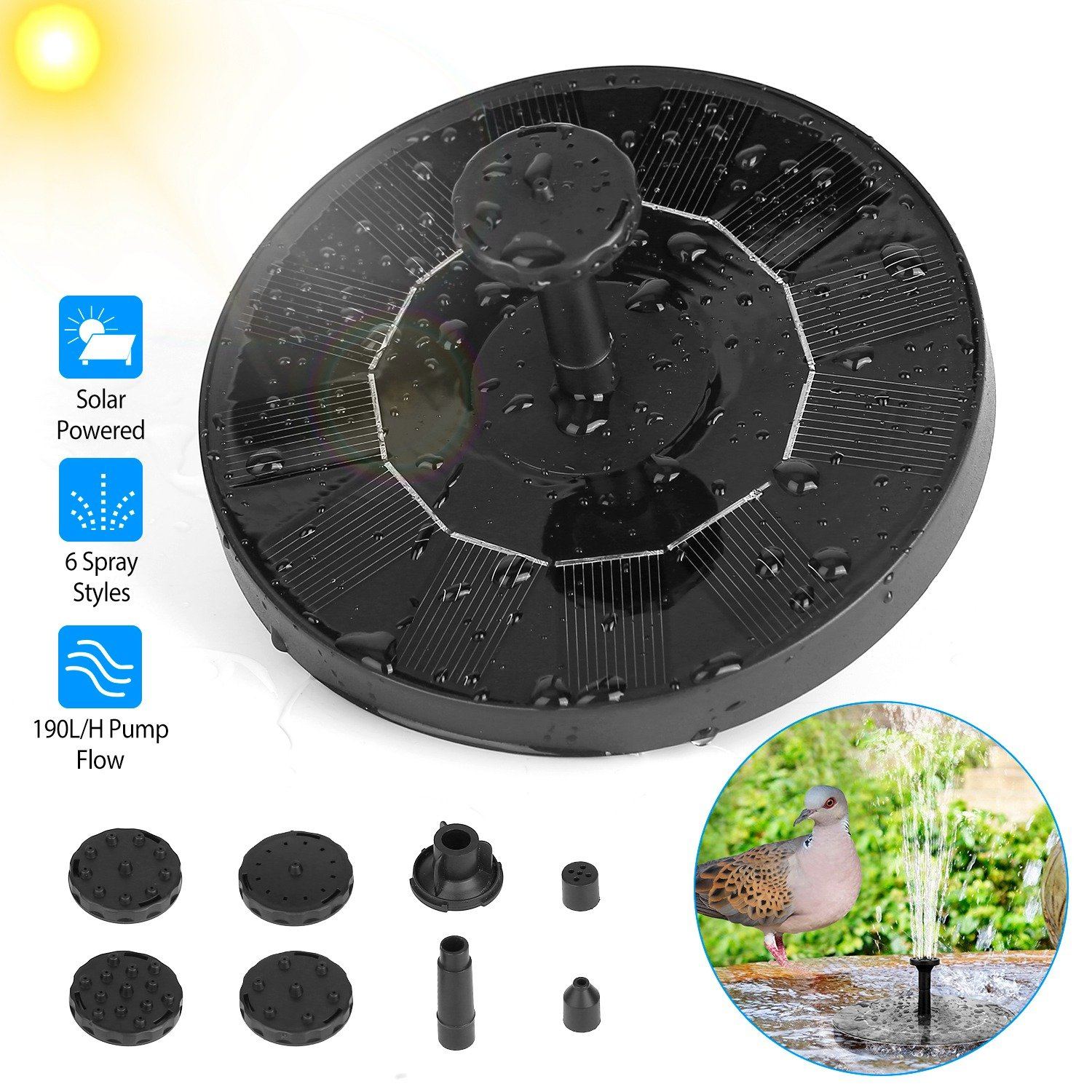 Solar Powered Fountain Pump Floating Bird Bath Pond __stock:50 Garden & Patio refund_fee:1200