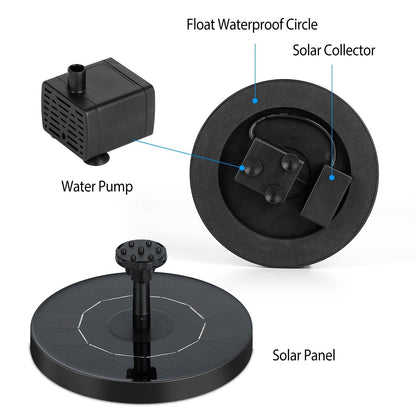 Solar Powered Fountain Pump Floating Bird Bath Pond __stock:50 Garden & Patio refund_fee:1200