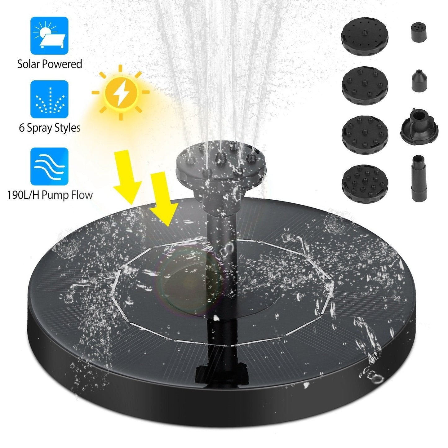 Solar Powered Fountain Pump Floating Bird Bath Pond __stock:50 Garden & Patio refund_fee:1200