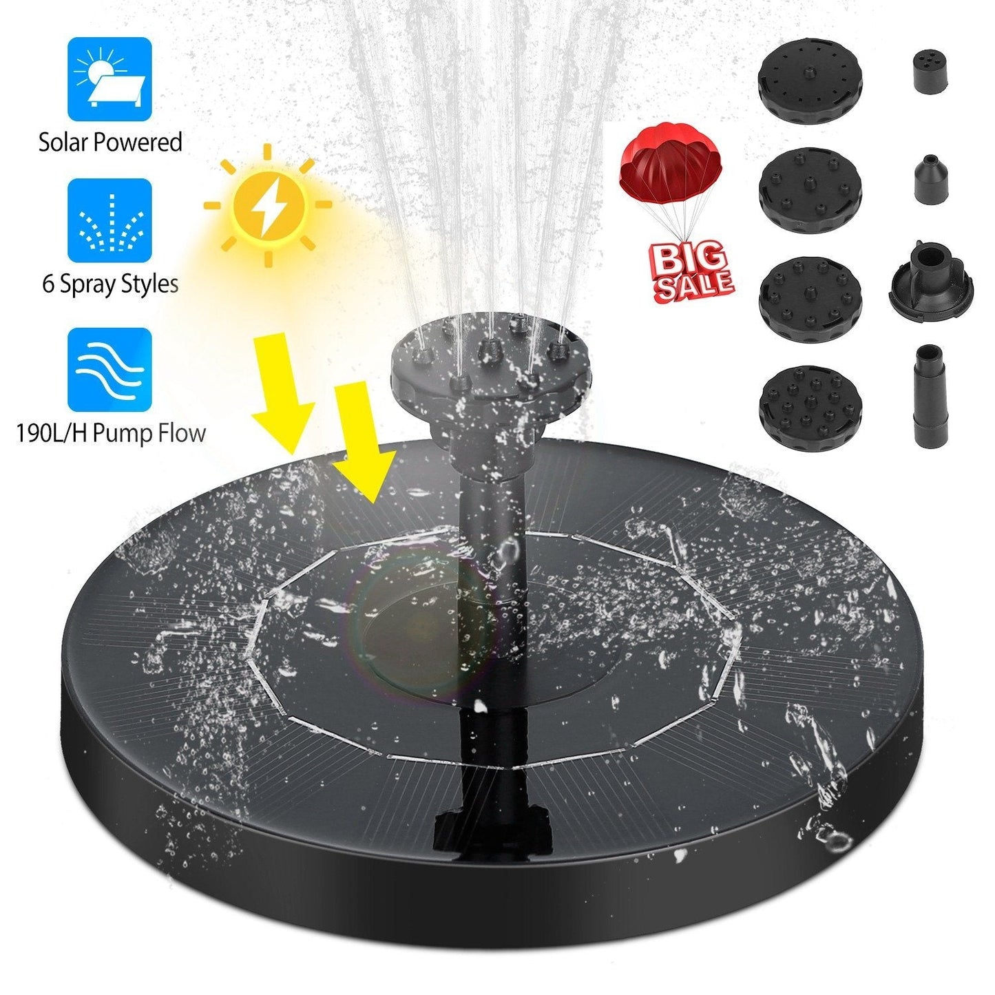 Solar Powered Fountain Pump Floating Bird Bath Pond __stock:50 Garden & Patio refund_fee:1200