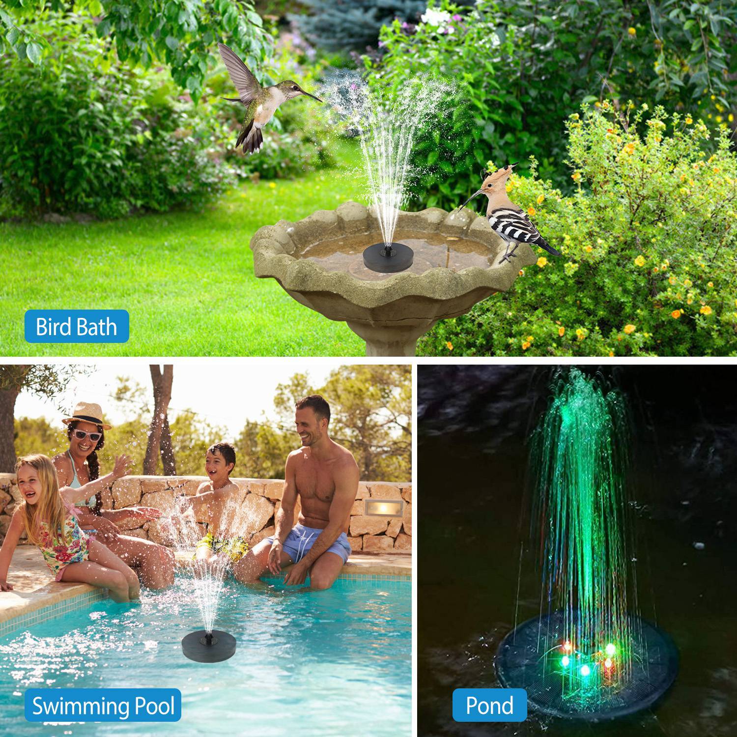 Solar Powered Fountain Pump Floating Bird Bath Pond Pump Garden & Patio refund_fee:1200 Warranty