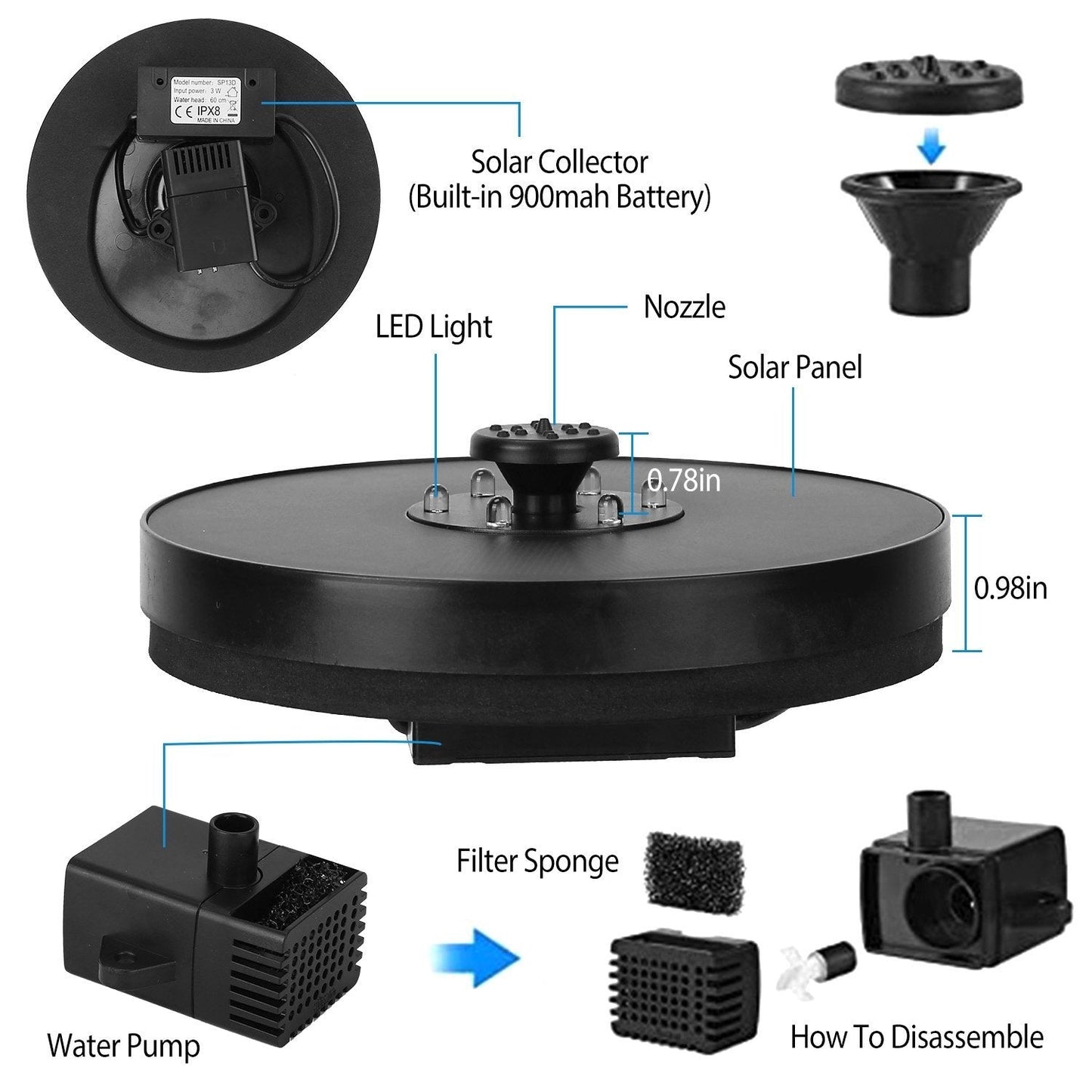 Solar Powered Fountain Pump with LED Lights Garden & Patio refund_fee:1200