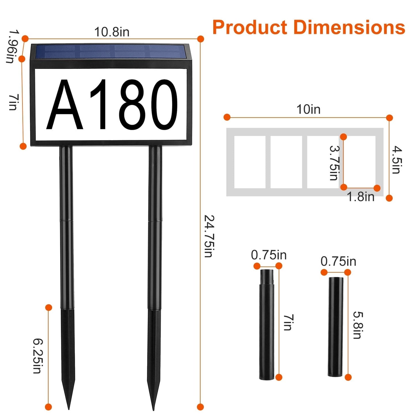 Solar Powered House Numbers LED Address Plaque Sign __stock:50 Garden & Patio Low stock refund_fee:1200 Warranty