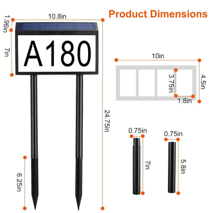 Solar Powered House Numbers LED Address Plaque Sign __stock:50 Garden & Patio Low stock refund_fee:1200 Warranty