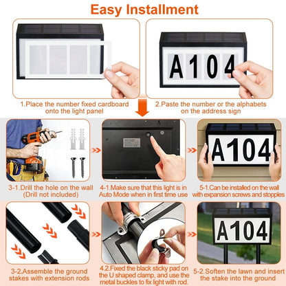 Solar Powered House Numbers LED Address Plaque Sign __stock:50 Garden & Patio Low stock refund_fee:1200 Warranty