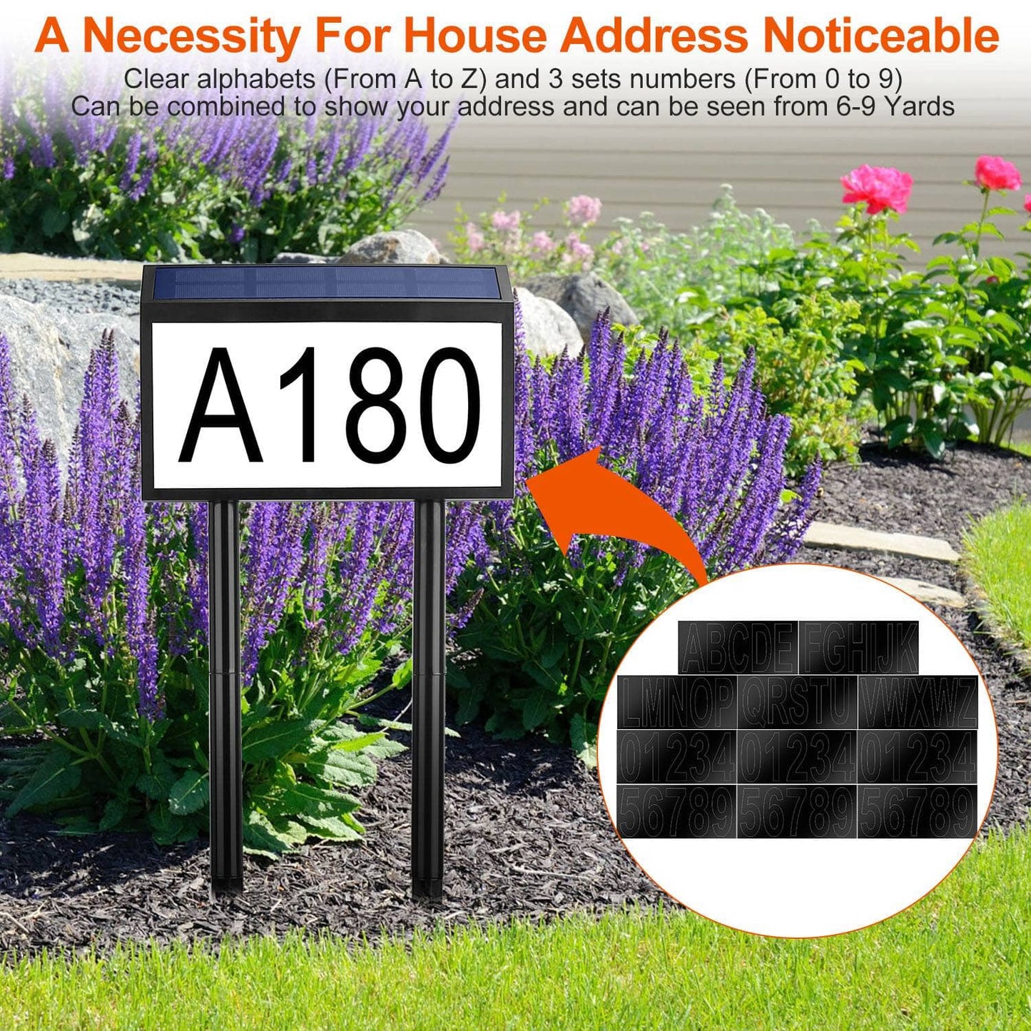 Solar Powered House Numbers LED Address Plaque Sign __stock:50 Garden & Patio Low stock refund_fee:1200 Warranty