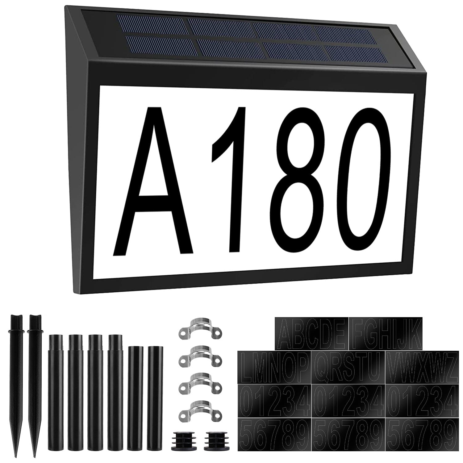 Solar Powered House Numbers LED Address Plaque Sign __stock:50 Garden & Patio Low stock refund_fee:1200 Warranty