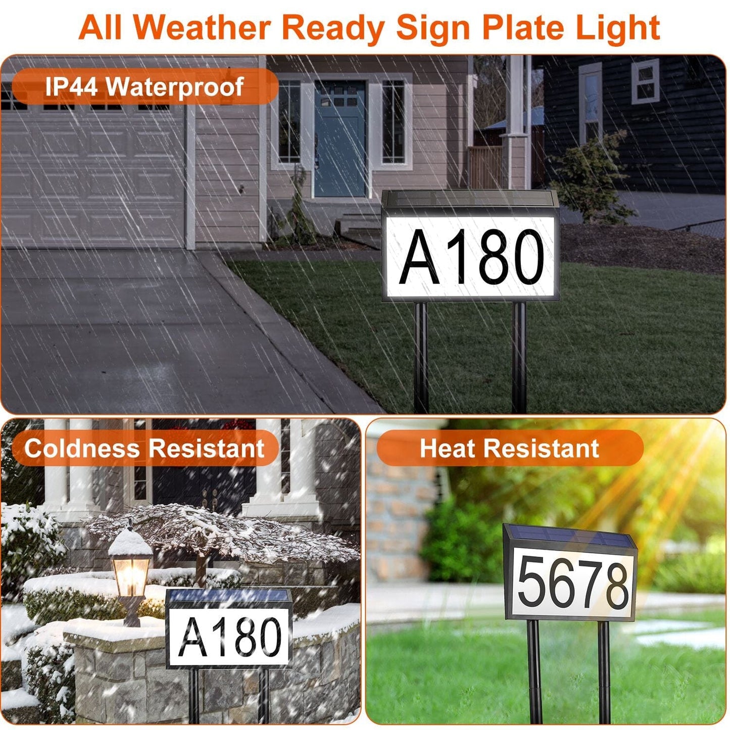 Solar Powered House Numbers LED Address Plaque Sign __stock:50 Garden & Patio Low stock refund_fee:1200 Warranty