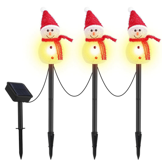 Solar Powered Lamp 3 Snowmen Garden Stake Light __stock:50 Holiday Decor & Apparel Low stock refund_fee:1200 Warranty