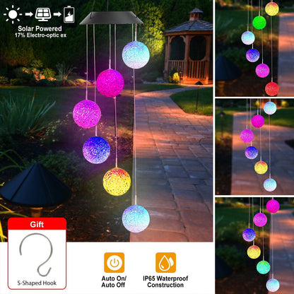 Solar Powered LED Ball Wind Chimes - Color Changing LED String Light refund_fee:1200 String & Fairy Lights Warranty