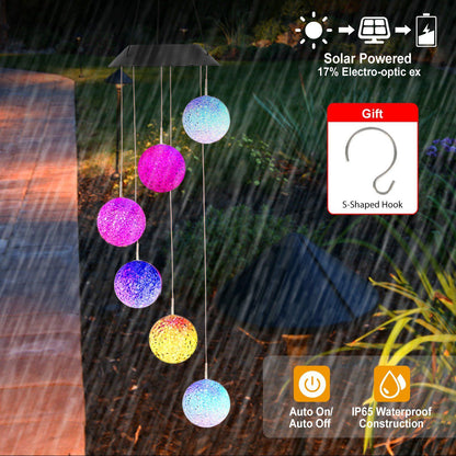 Solar Powered LED Ball Wind Chimes - Color Changing LED String Light refund_fee:1200 String & Fairy Lights Warranty