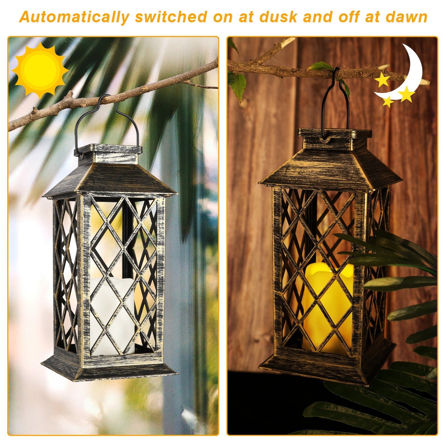 Solar Powered Led Outdoor Lantern Waterproof Candle Hanging Light __stock:50 Outdoor Lighting refund_fee:1200 Warranty