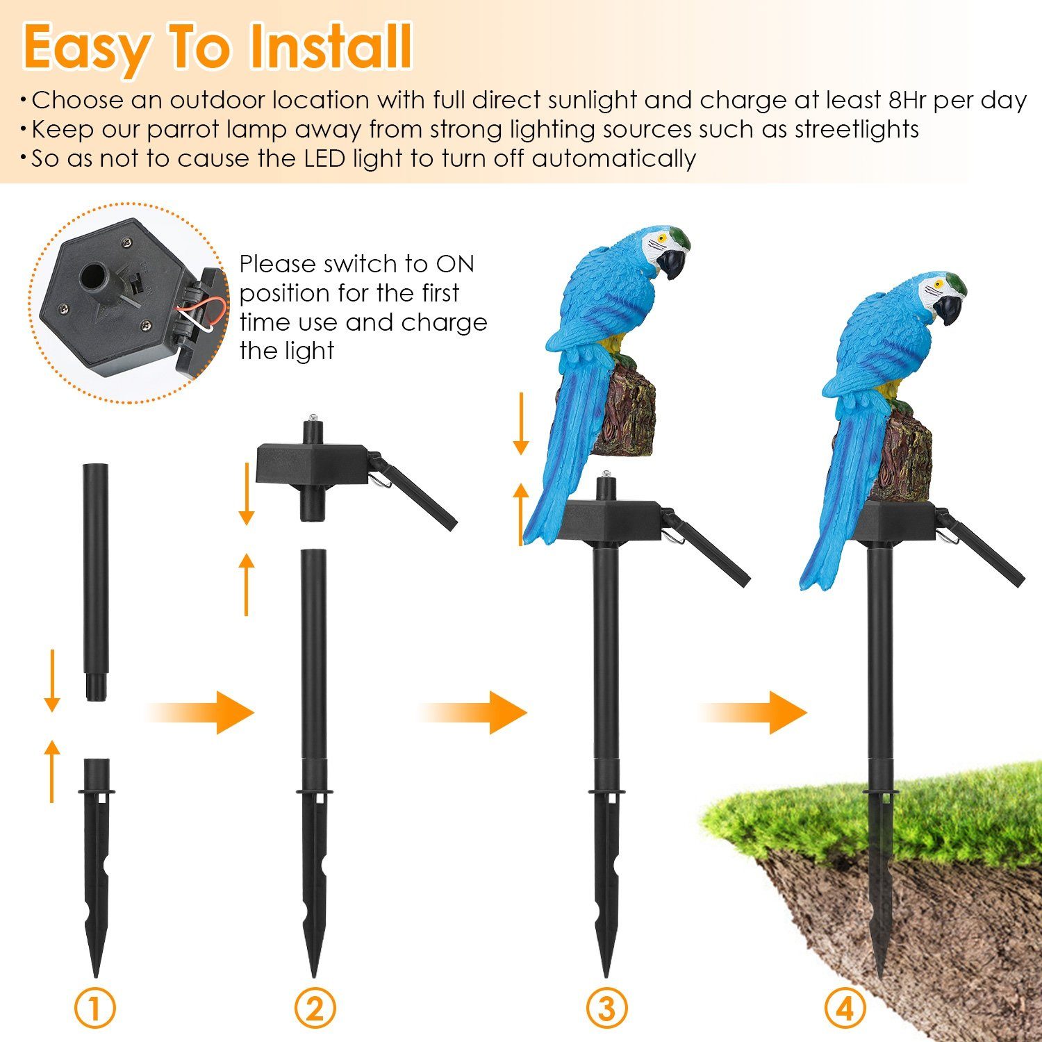 Solar Powered Parrot Garden Light IP65 Waterproof LED refund_fee:1200 show-color-swatches String & Fairy Lights Warranty