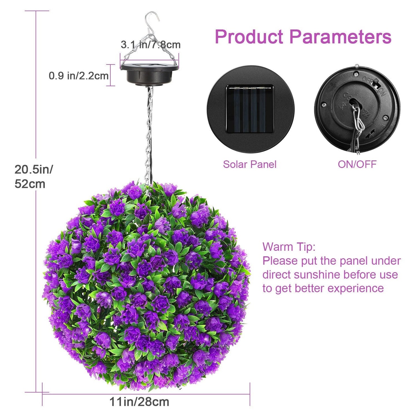 Solar Powered Topiary Ball Artificial Rose 20 LED Lights __stock:50 Garden & Patio refund_fee:1200