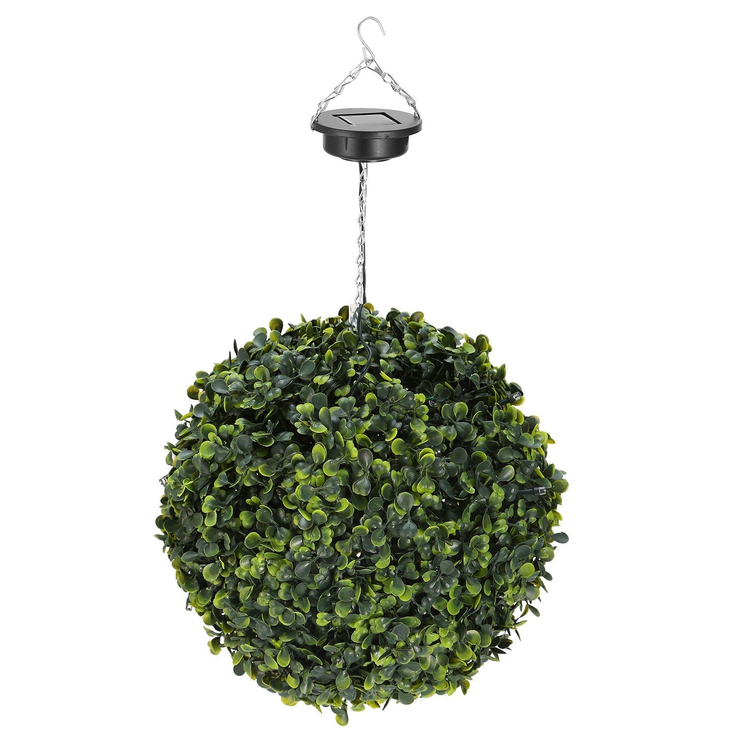 Solar Powered Topiary Ball Artificial Rose 20 LED Lights Green __stock:50 Garden & Patio refund_fee:1200