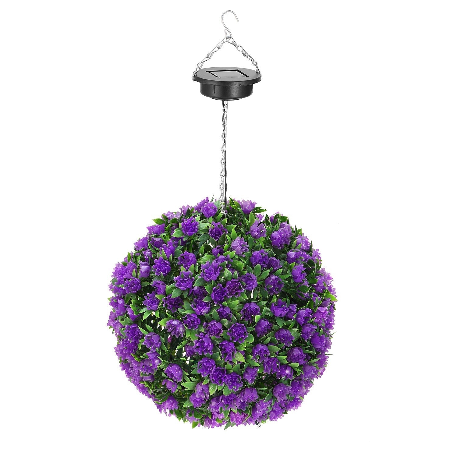 Solar Powered Topiary Ball Artificial Rose 20 LED Lights Purple __stock:50 Garden & Patio refund_fee:1200