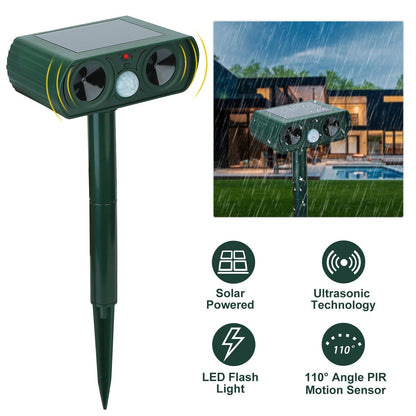 Solar Powered Ultrasonic Animal Repeller Pest Control refund_fee:1200 Warranty