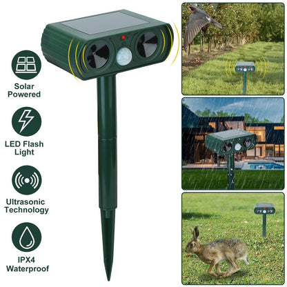 Solar Powered Ultrasonic Animal Repeller Pest Control refund_fee:1200 Warranty