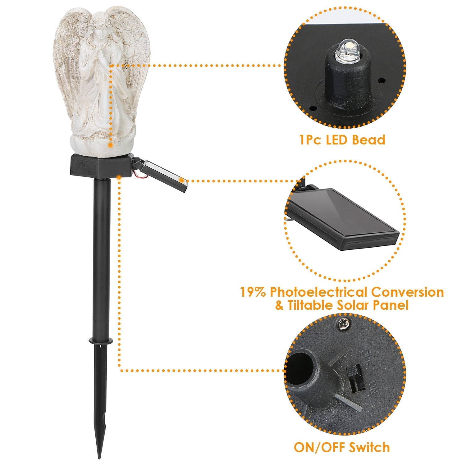 Solar Praying Angle Statue Garden Light __stock:100 Outdoor Lighting refund_fee:1200 Warranty