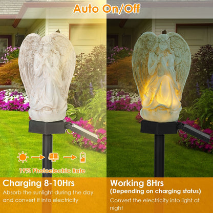 Solar Praying Angle Statue Garden Light __stock:100 Outdoor Lighting refund_fee:1200 Warranty