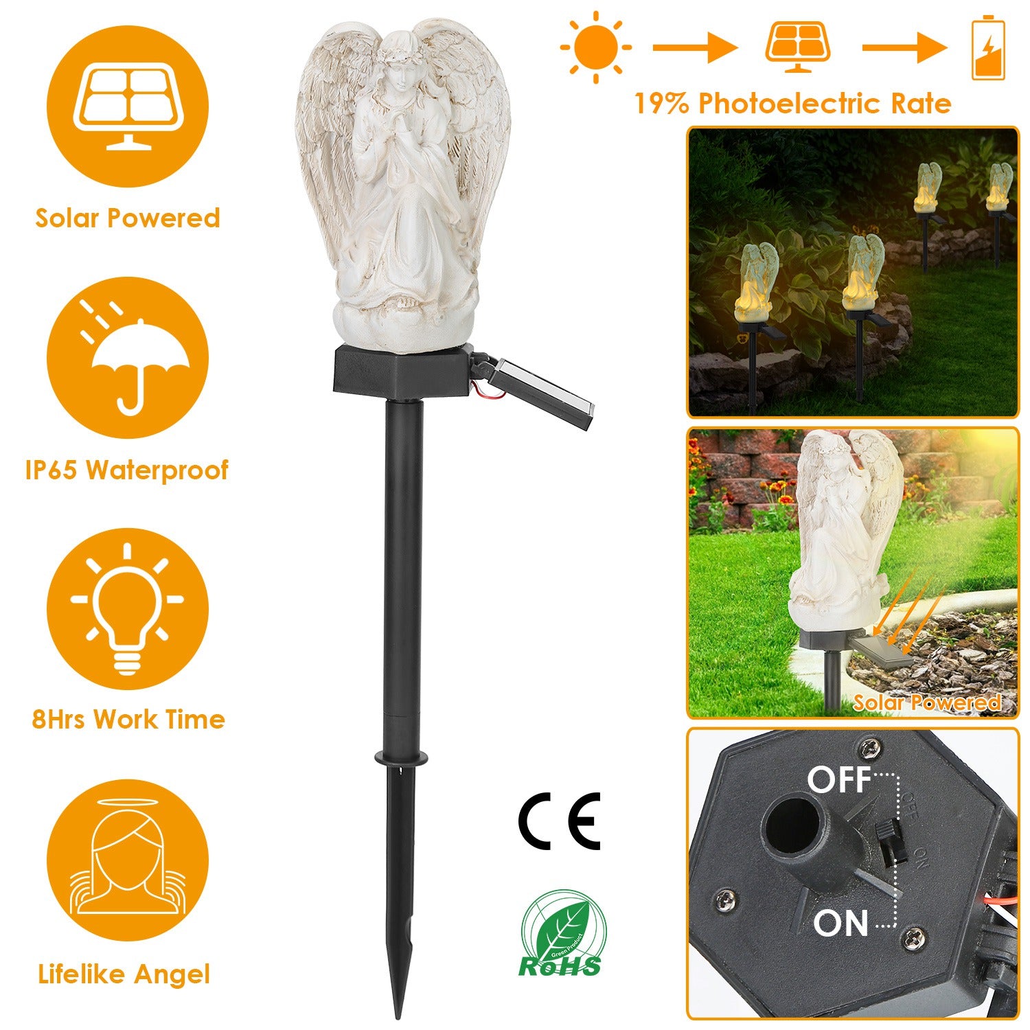 Solar Praying Angle Statue Garden Light __stock:100 Outdoor Lighting refund_fee:1200 Warranty