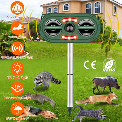 Solar Ultrasonic Animal Repeller Motion Sensor __stock:50 Pest Control refund_fee:1200 Warranty