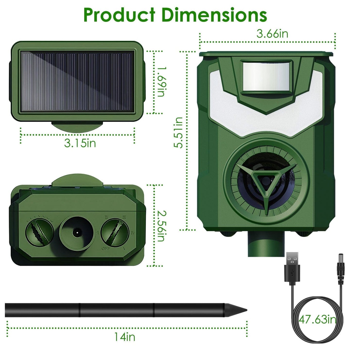 Solar Ultrasonic Animal Repeller with Flame Light USB Charge Motion Sensor __stock:50 Low stock Pest Control refund_fee:1200 Warranty