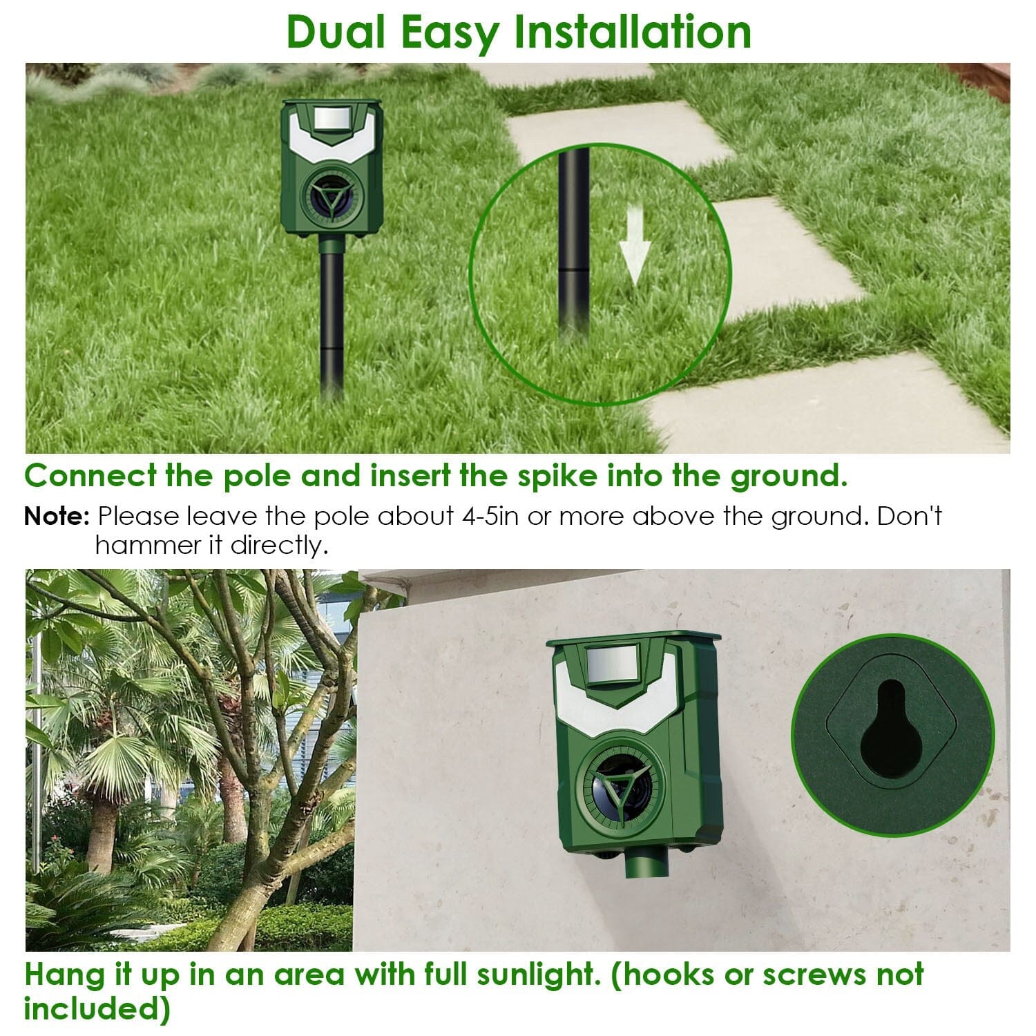 Solar Ultrasonic Animal Repeller with Flame Light USB Charge Motion Sensor __stock:50 Low stock Pest Control refund_fee:1200 Warranty