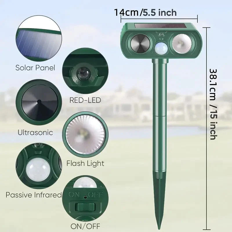 Solar Ultrasonic Animal Repeller with Motion Detector __stock:200 Pest Control refund_fee:1200 Warranty