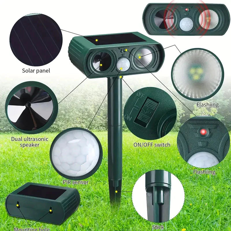 Solar Ultrasonic Animal Repeller with Motion Detector __stock:200 Pest Control refund_fee:1200 Warranty