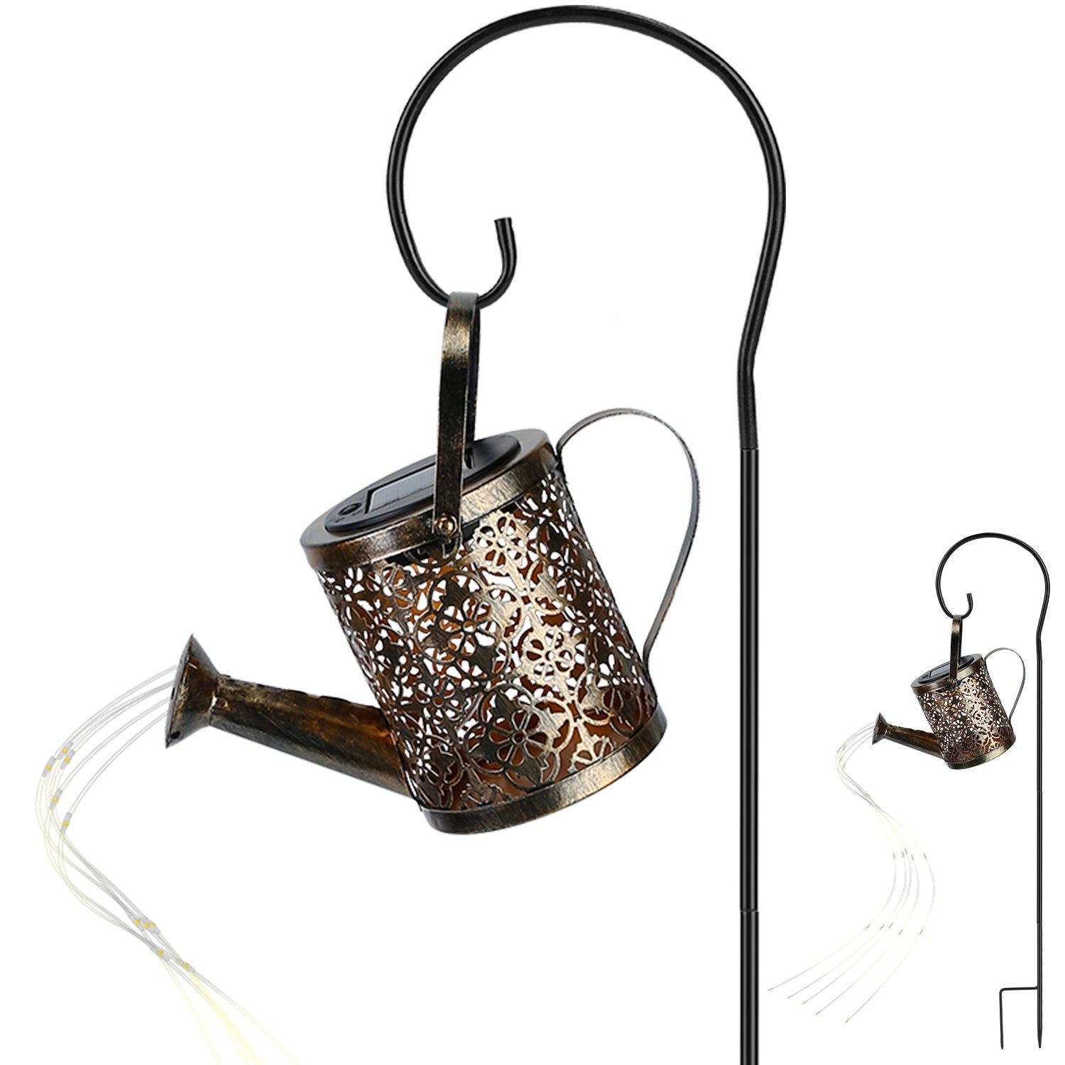 Solar Watering Can Powdered String Light Stake __stock:100 Garden & Patio refund_fee:1200