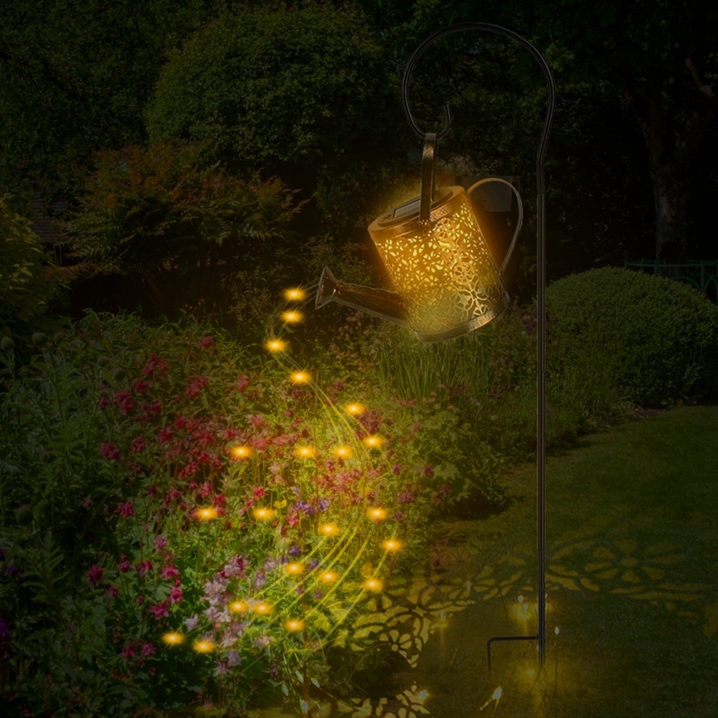 Solar Watering Can Powdered String Light Stake __stock:100 Garden & Patio refund_fee:1200