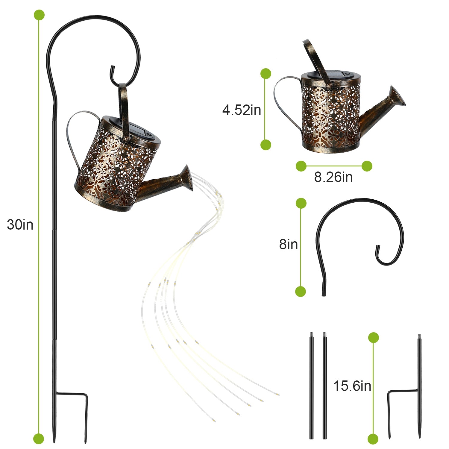 Solar Watering Can Powdered String Light Stake __stock:100 Garden & Patio refund_fee:1200