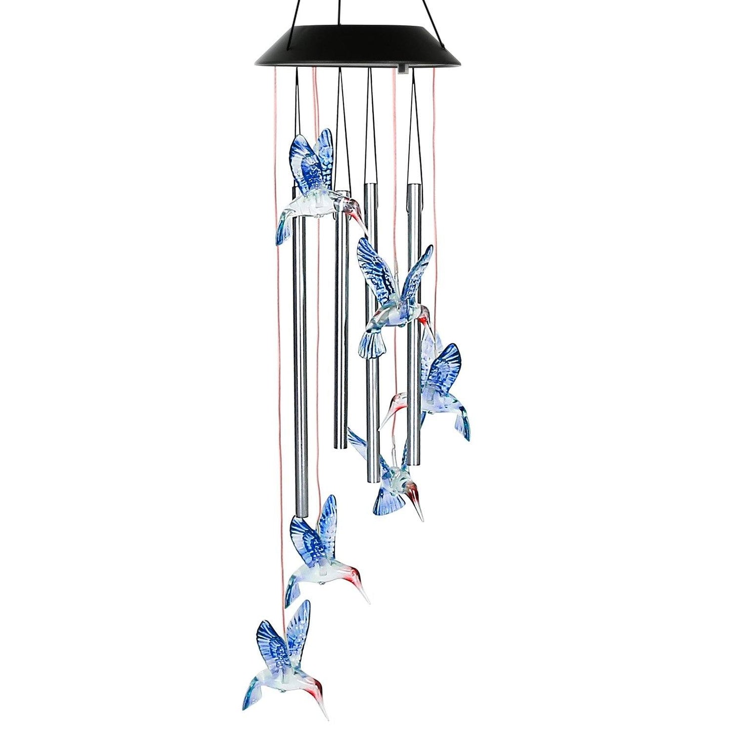 Solar Wind Chime Lights Blue Hummingbird __stock:50 Garden & Patio Low stock refund_fee:1200