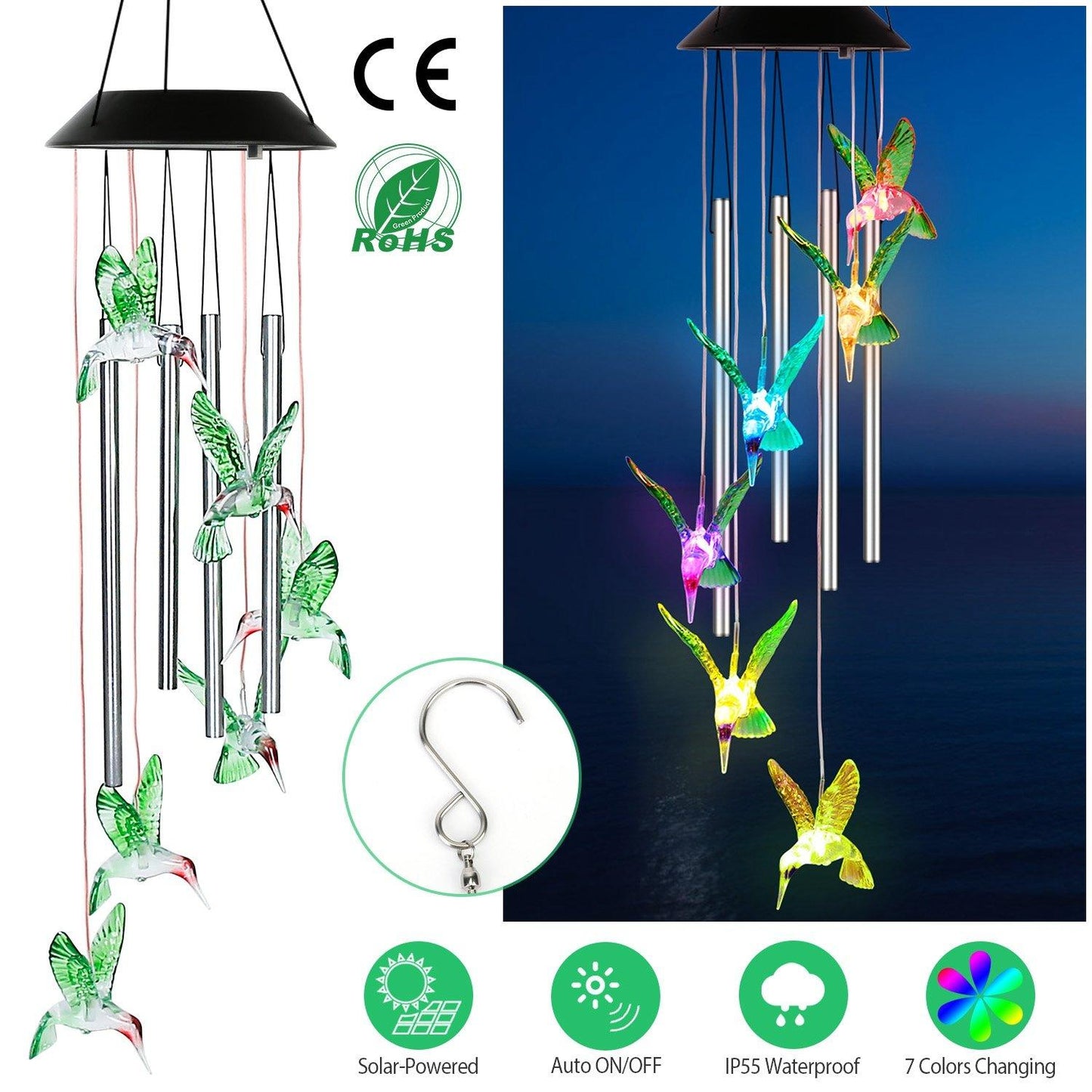 Solar Wind Chime Lights __stock:50 Garden & Patio Low stock refund_fee:1200