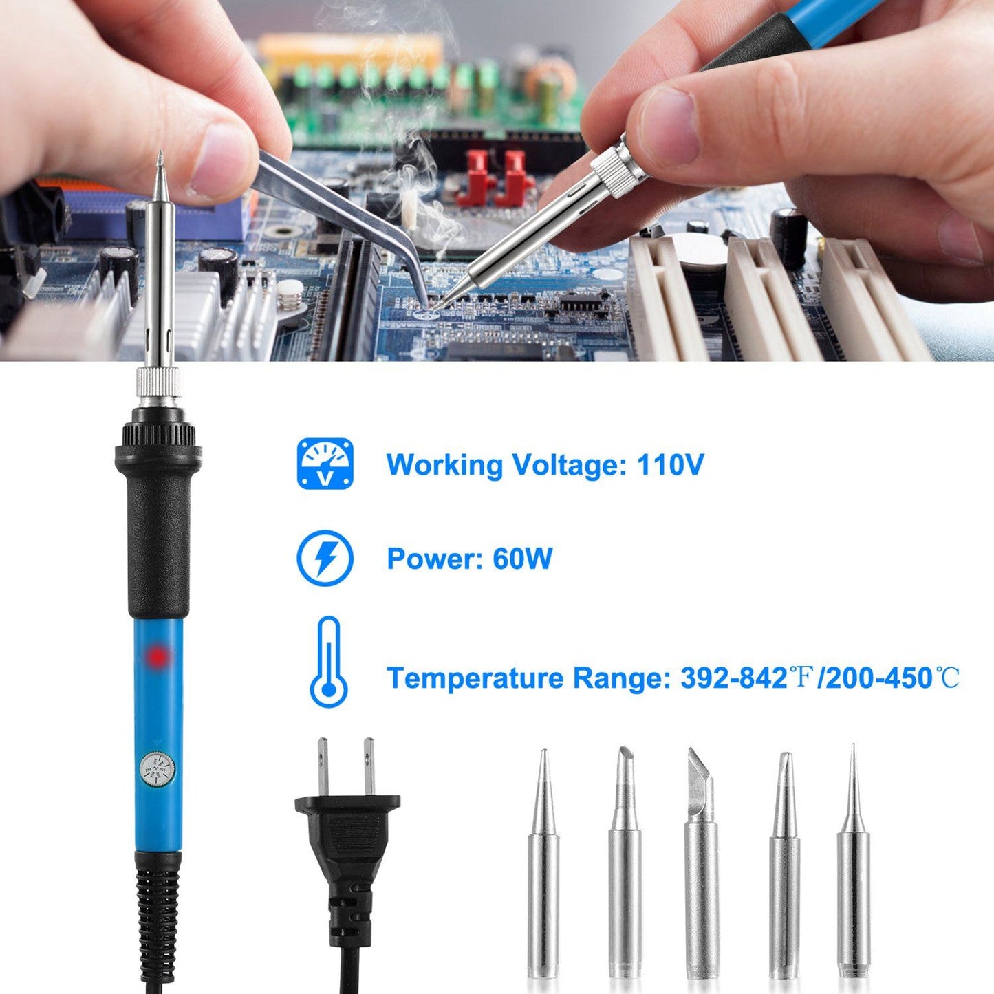 Soldering Iron 110V/60W Adjustable Temperature __stock:50 Home Improvement refund_fee:1200 Warranty