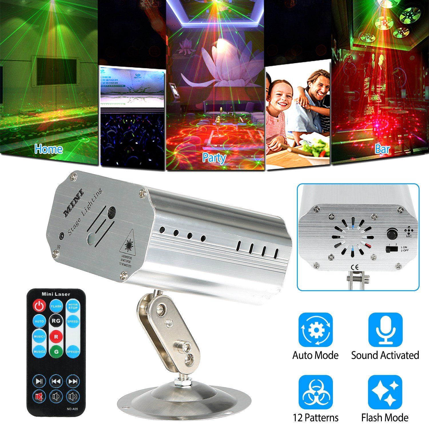 Sound Activated LED Projected Laser Patterns __stock:50 Indoor Lighting Low stock refund_fee:1200 Warranty