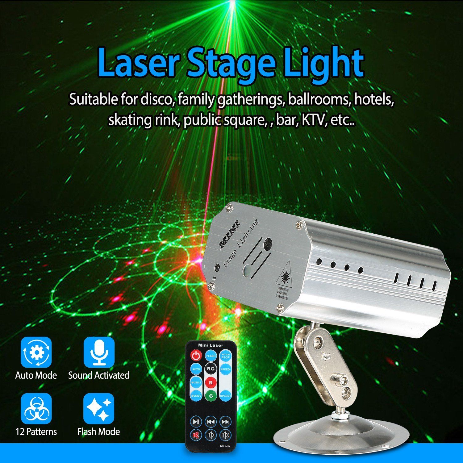 Sound Activated LED Projected Laser Patterns __stock:50 Indoor Lighting Low stock refund_fee:1200 Warranty