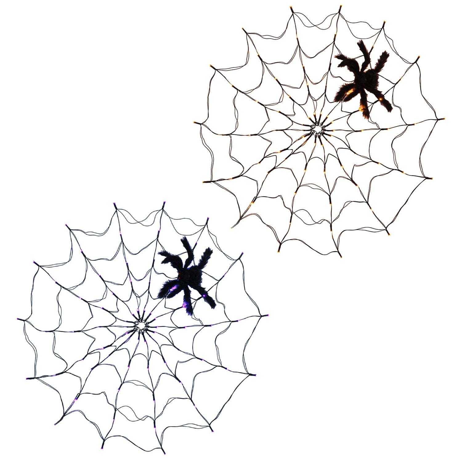 Spider Web Light with Hairy Spider 70LED Battery Powered Remote Control 8 Lighting Modes __stock:50 Holiday Decor & Apparel refund_fee:1200 Warranty