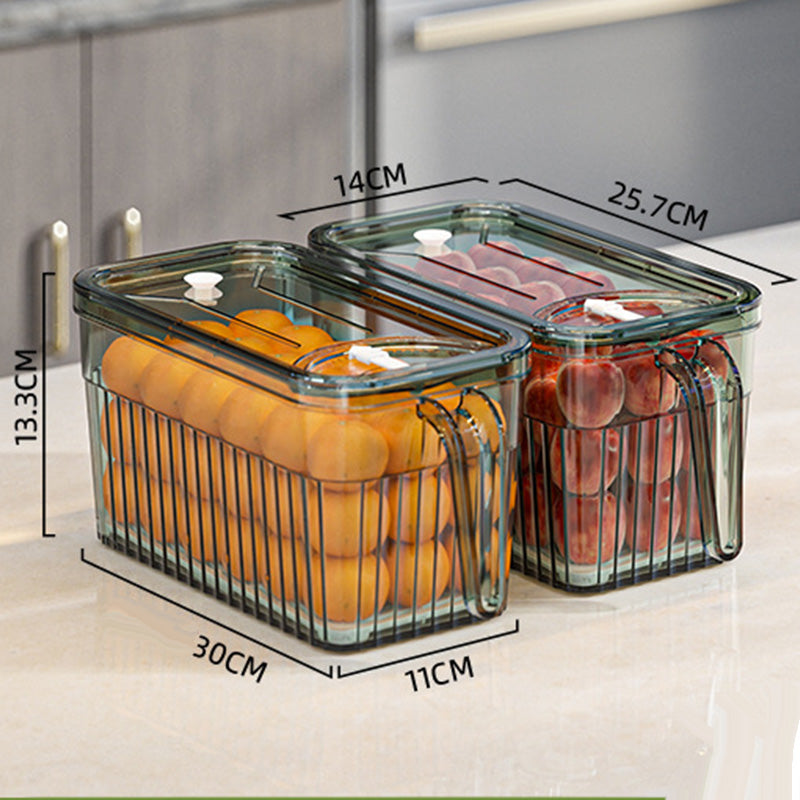 [Practical Gift] Refrigerator Storage Food Container 3.7L Transparent Green 2pcs Kitchen & Dining