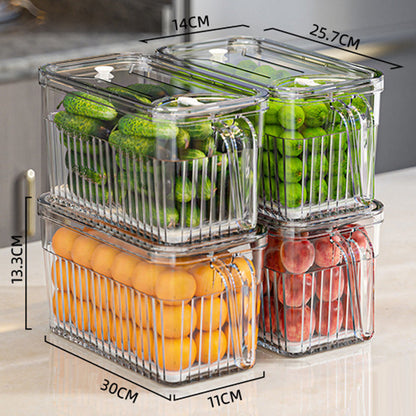 [Practical Gift] Refrigerator Storage Food Container 3.7L Transparent White 4pcs Kitchen & Dining