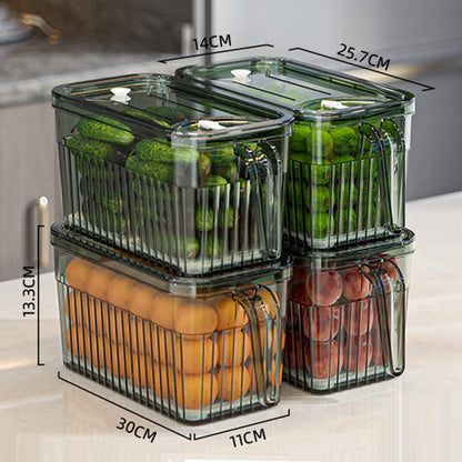 [Practical Gift] Refrigerator Storage Food Container 3.7L Transparent Green 4pcs Kitchen & Dining