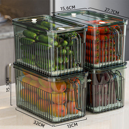 [Practical Gift] Refrigerator Storage Food Container 5L Transparent Green 4pcs Kitchen & Dining