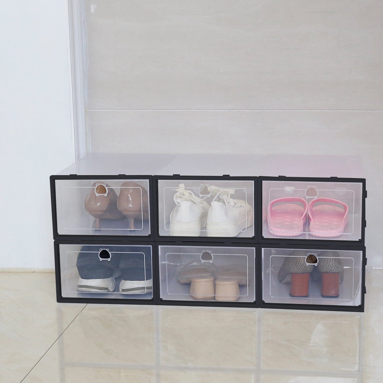 Stackable Shoe Storage Bin Transparent Dustproof __stock:100 Closet & Storage refund_fee:1200