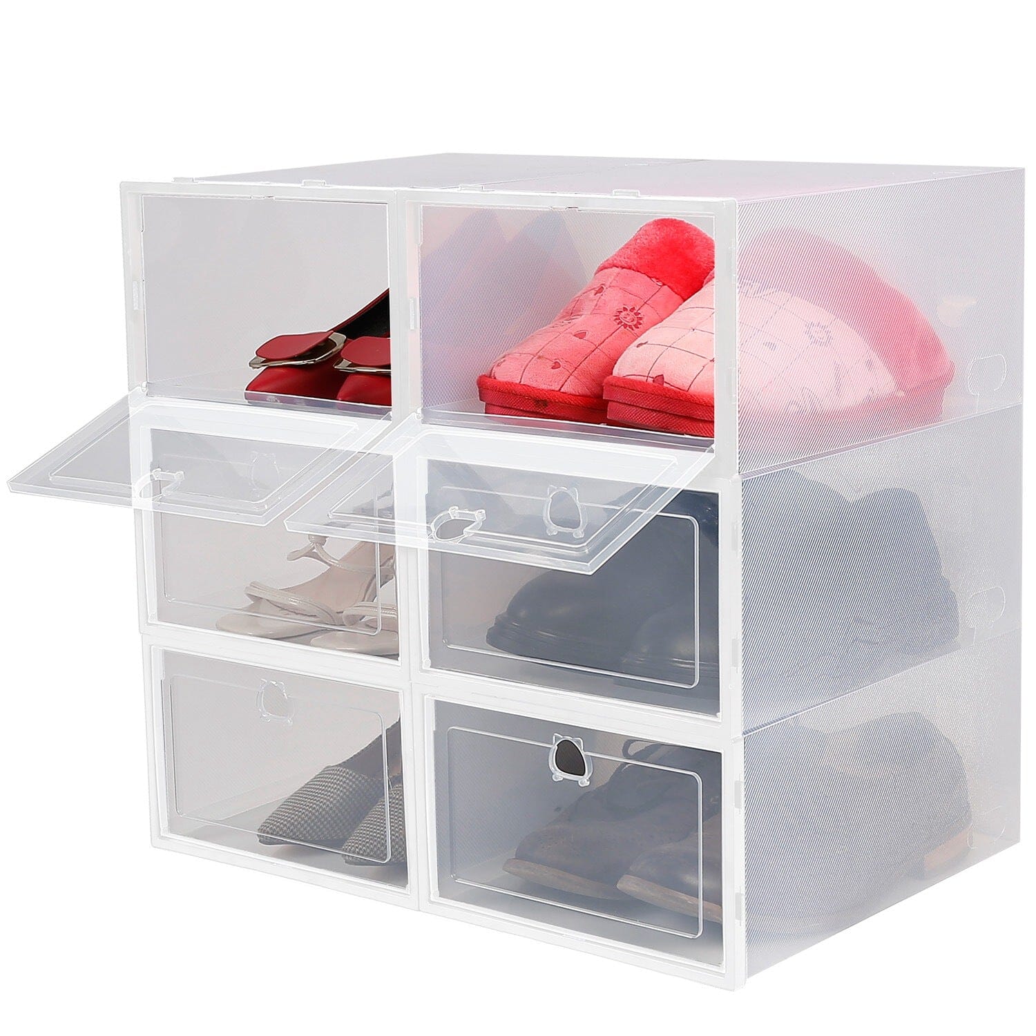 Stackable Shoe Storage Bin Transparent Dustproof __stock:100 Closet & Storage refund_fee:1200